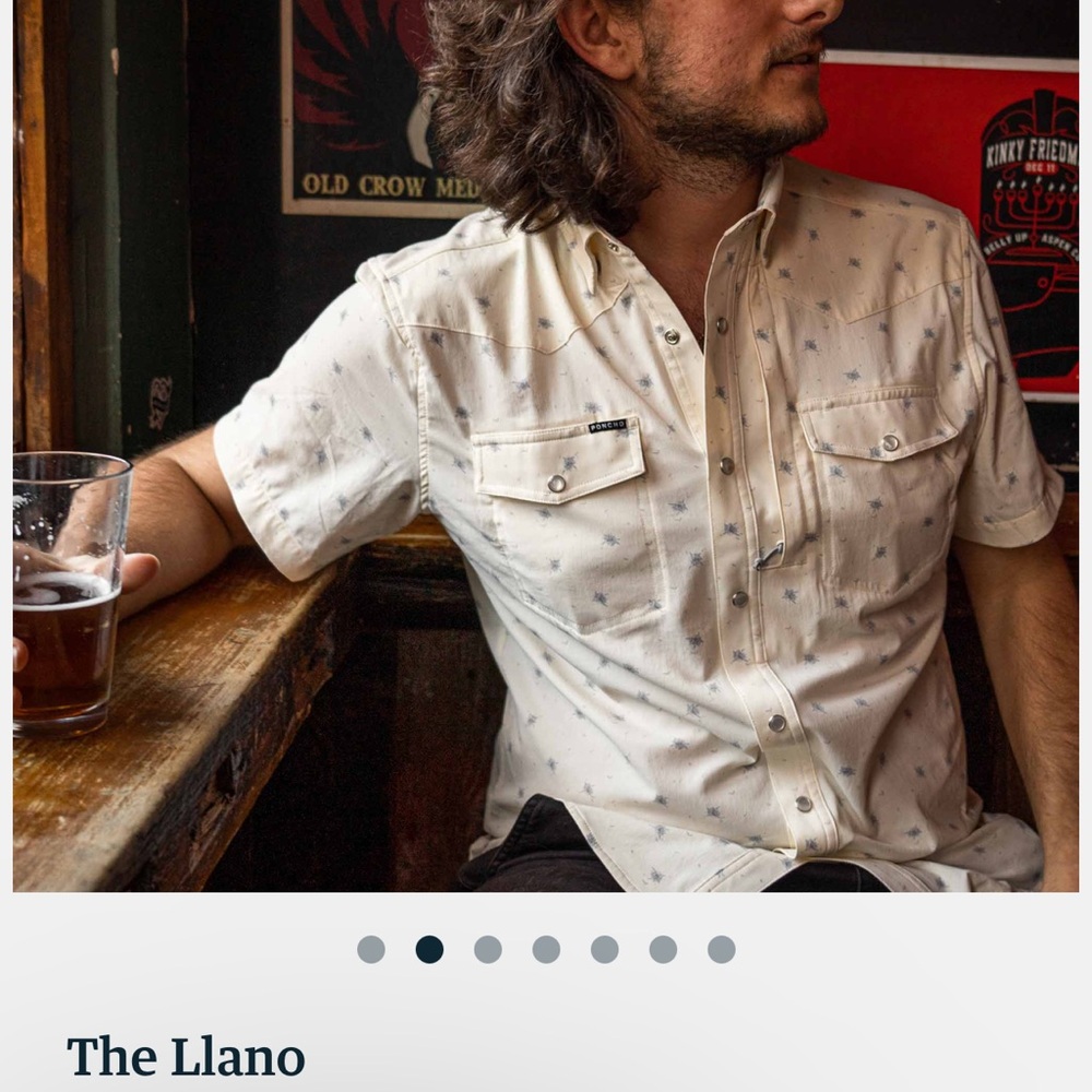 Poncho - The Llano XL Men's Cream Short Sleeve Shirt